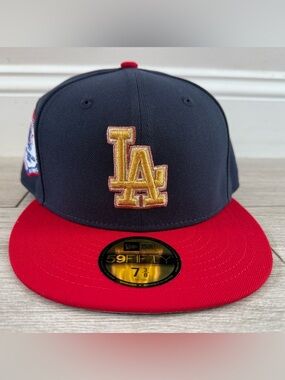 Los Angeles Dodgers Hat Club New Era Olympic Stadium Navy Red Gold Fitted 7 3/8